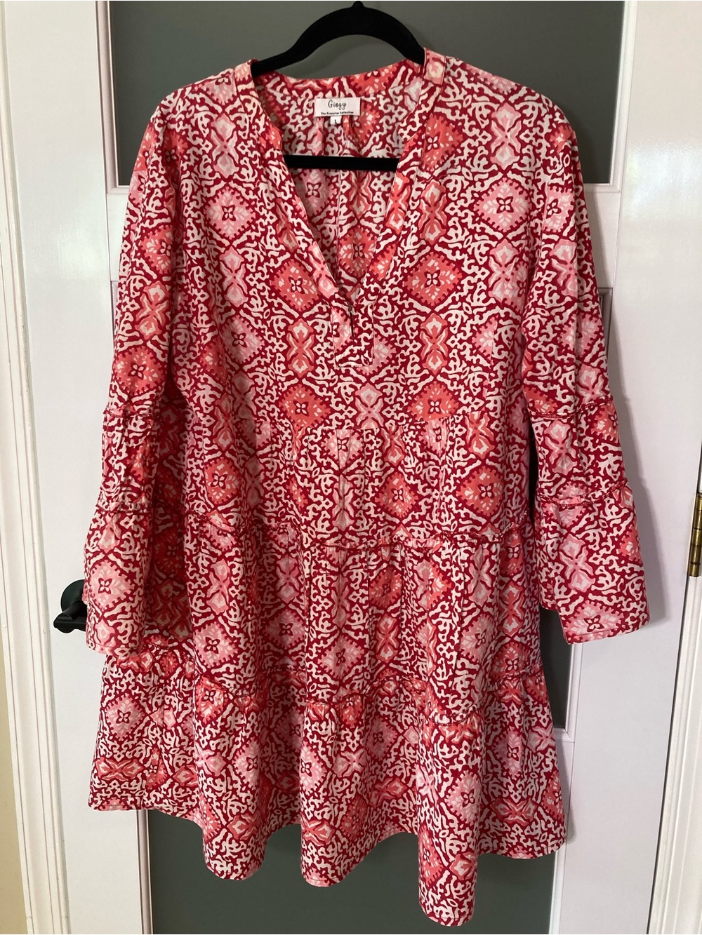 Gingy Rye Dress Cranberry Splash - L - Beautiful print and boutique quality!